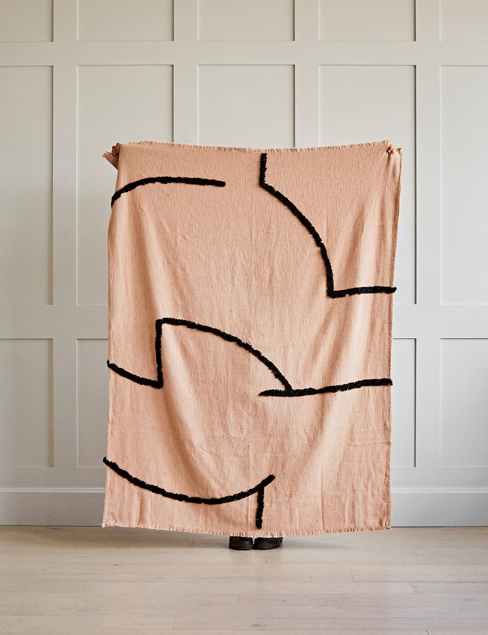 Tufted Pink and Black Woven Throw
