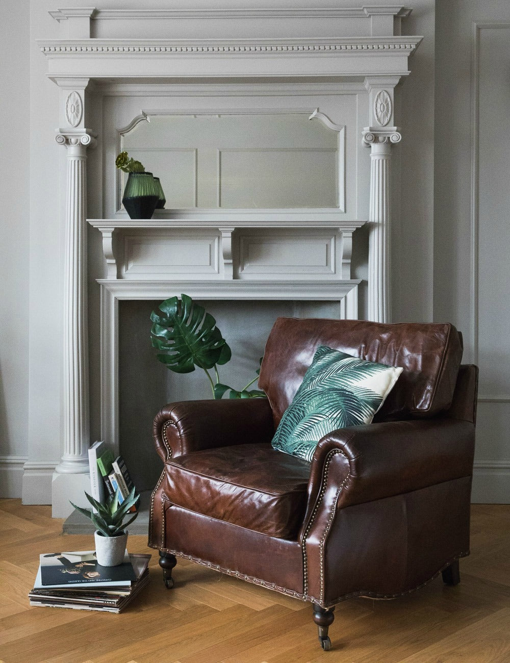 Distressed armchair on sale