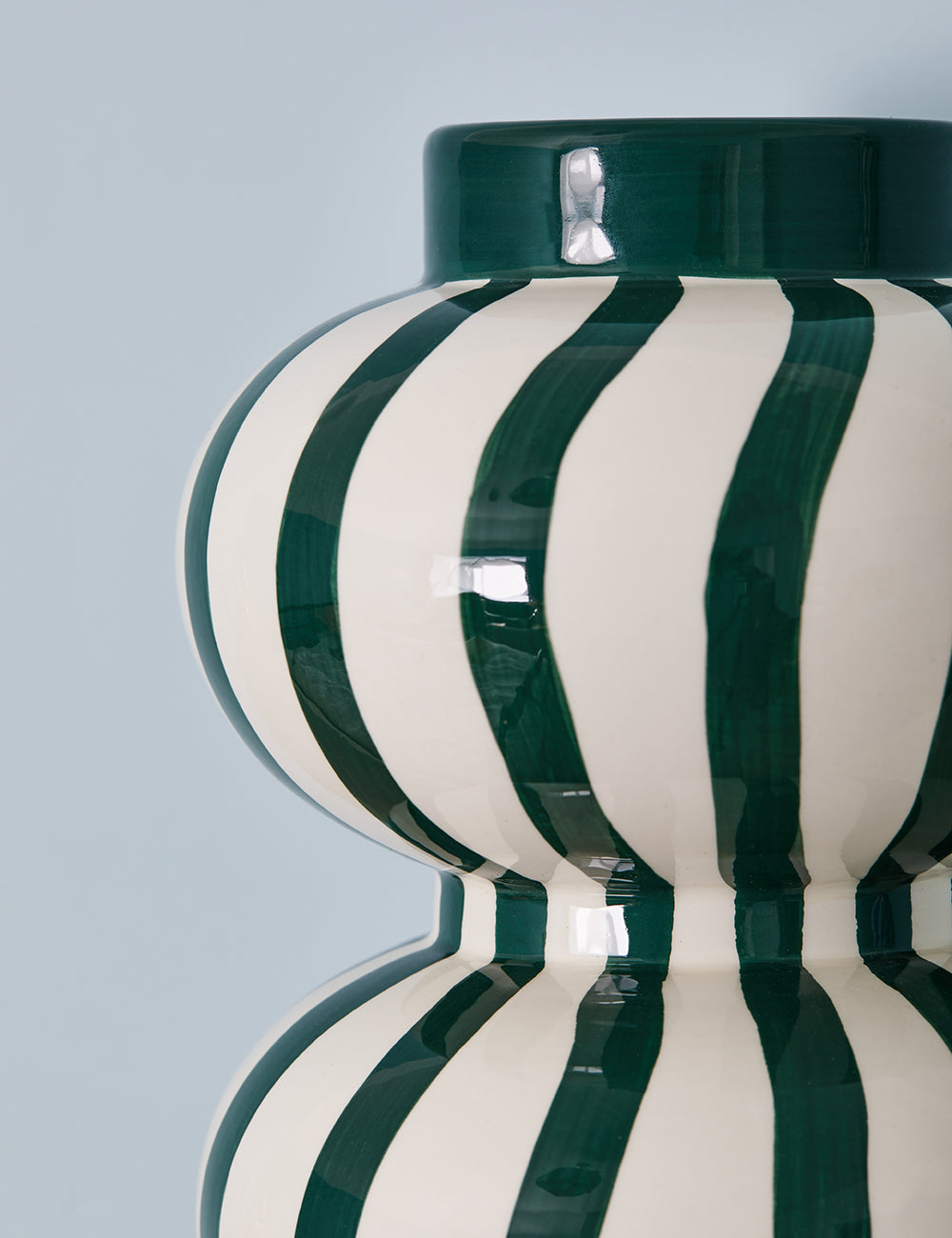 White & Green Stripe Bubble Vase