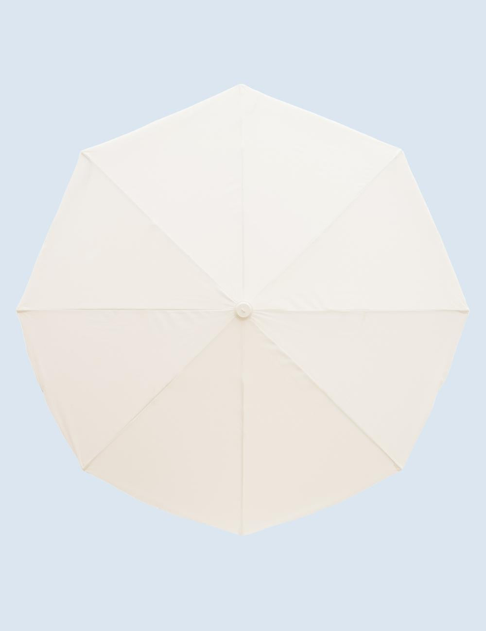 White & Navy Scalloped Parasol Umbrella