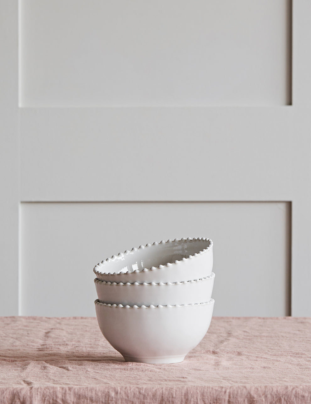 White Pearl Stoneware Cereal Bowl Stacked