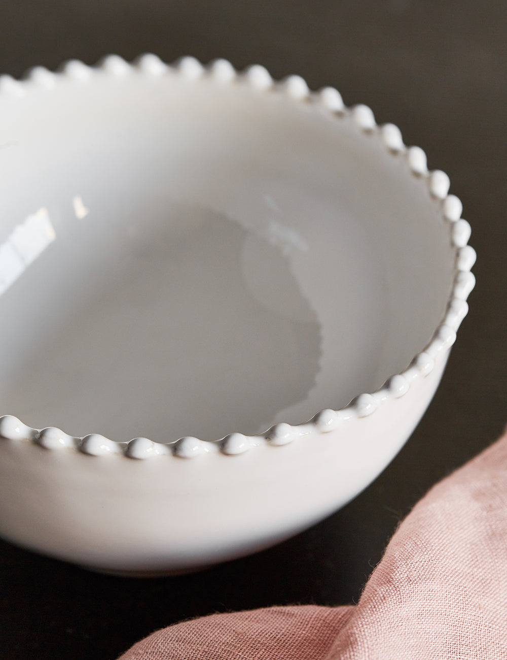 White Pearl Stoneware Cereal Bowl Detail