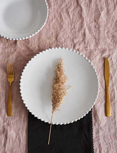 White Pearl Stoneware Dinner Plate