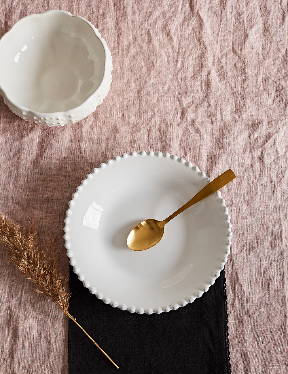 White Pearl Stoneware Pasta Plate