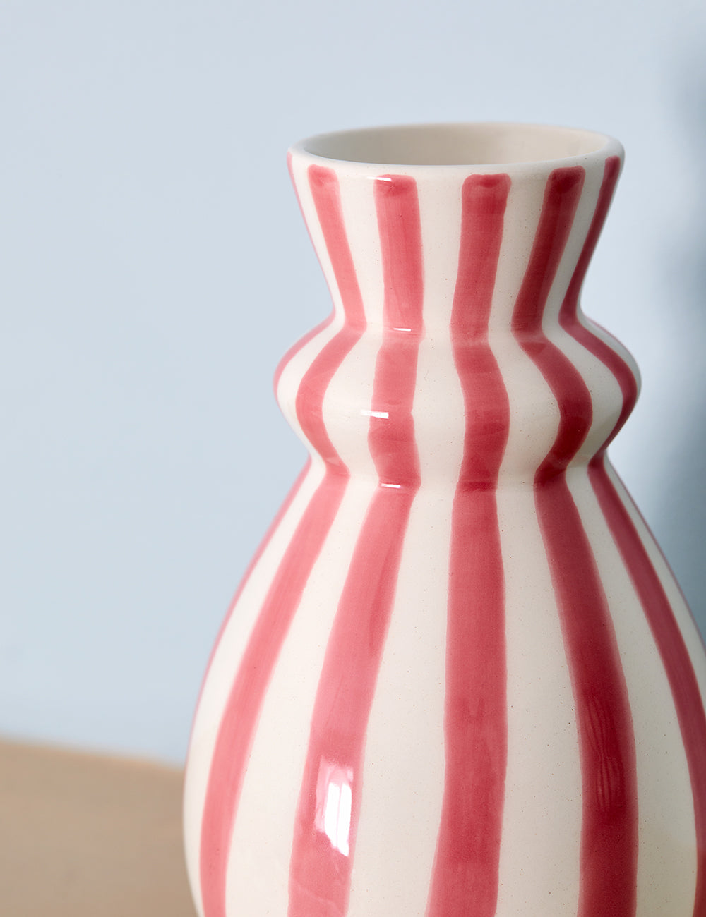 White & Pink Stripe Bud Vase 