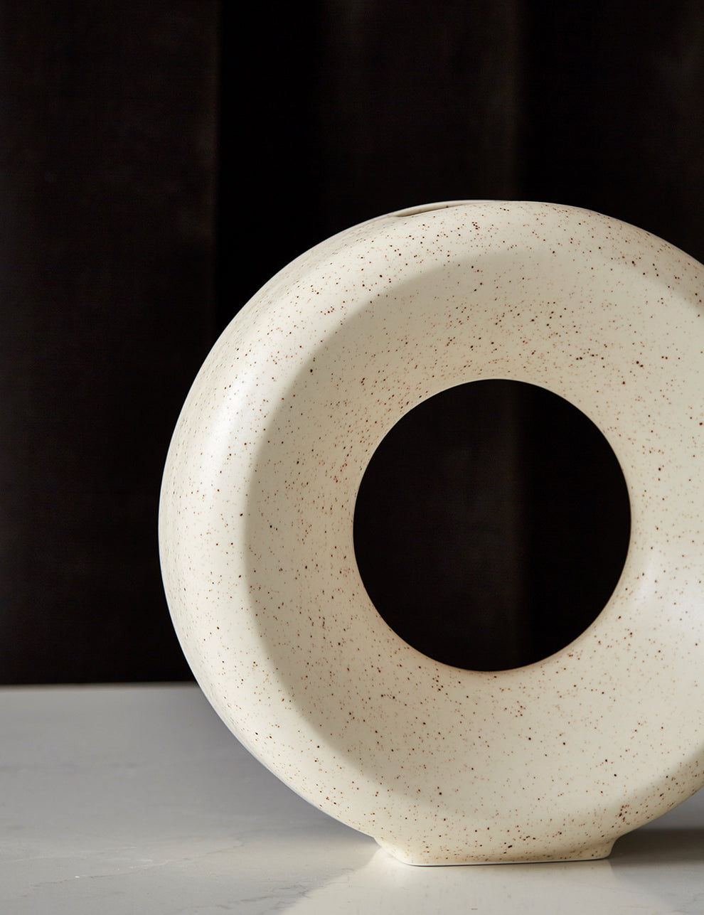 White Speckled Ceramic Circle Vase
