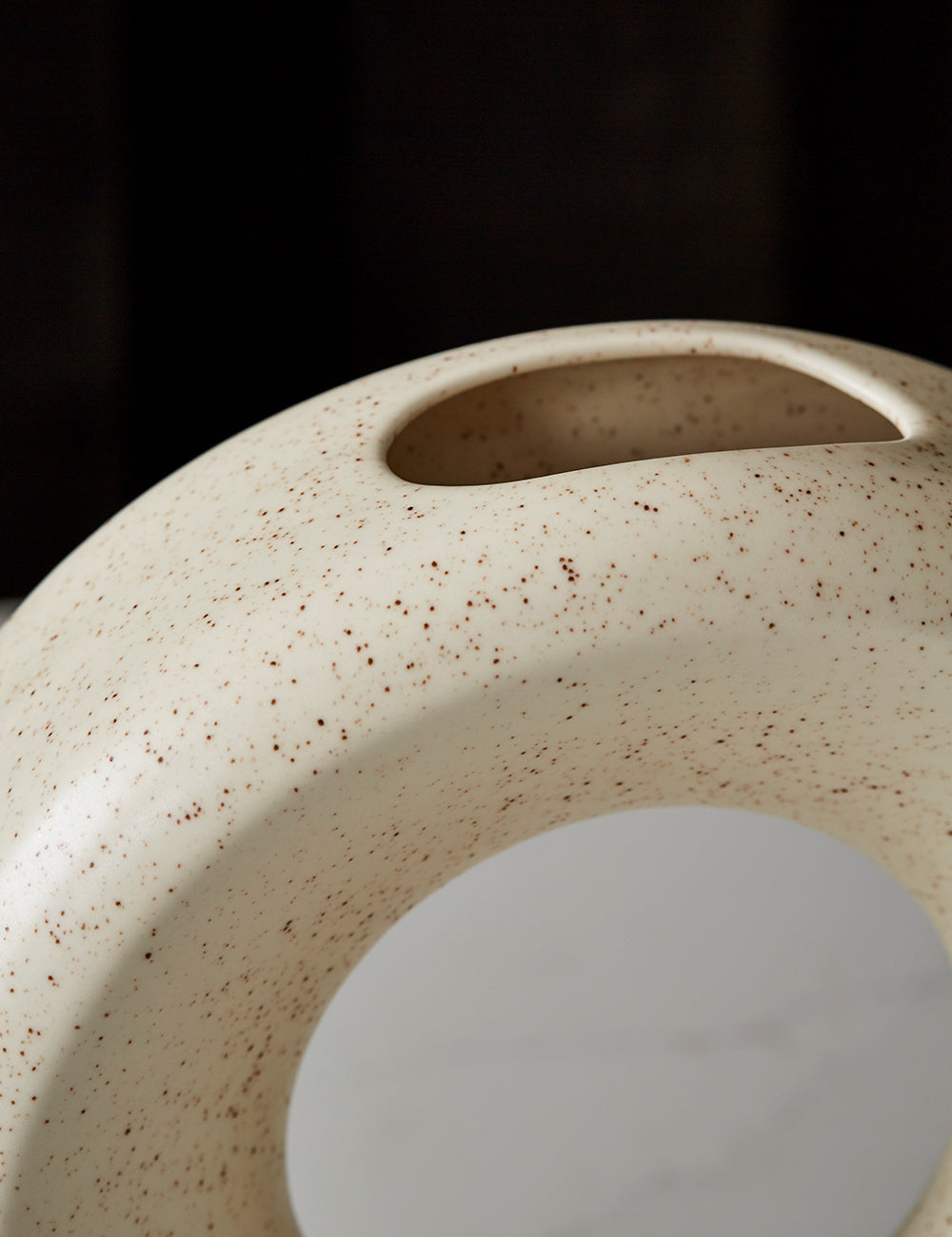 White Speckled Ceramic Circle Vase

