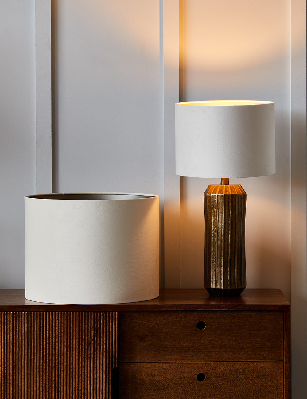 White Velvet Lamp Shade. Available in 2 Sizes Rose Grey Rose and Grey