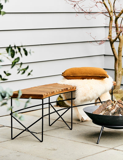 Curved Wooden Firepit Bench