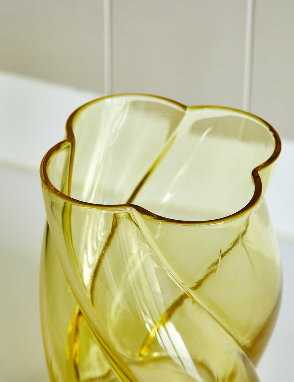 Yellow Twisted Glass Vase